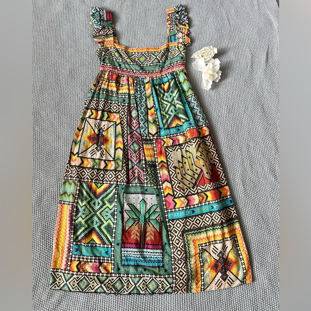 FARM RIO Banana Scarves Midi Dress Small